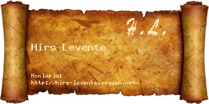 Hirs Levente névjegykártya